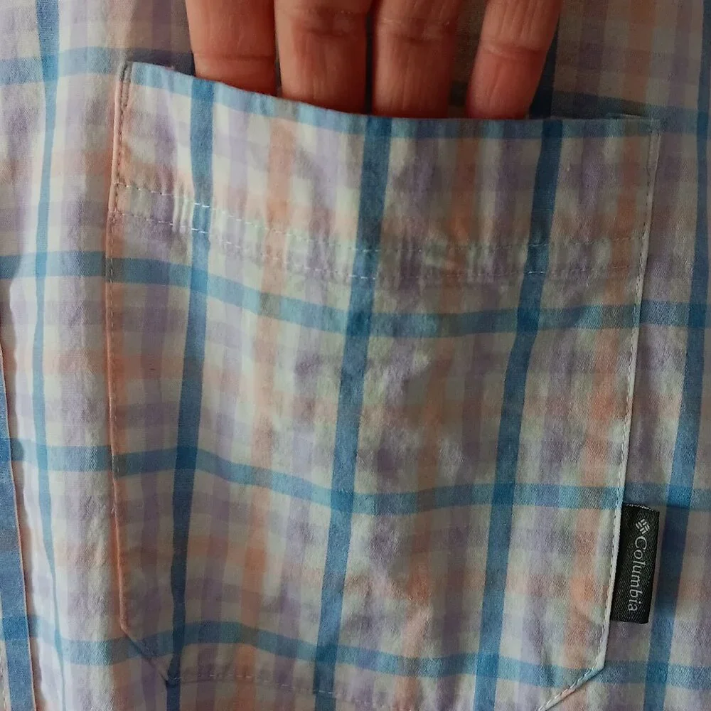 COLUMBIA Pastel Plaid Short Sleeved Button Down Shirt Size XXL - Picture 3 of 8